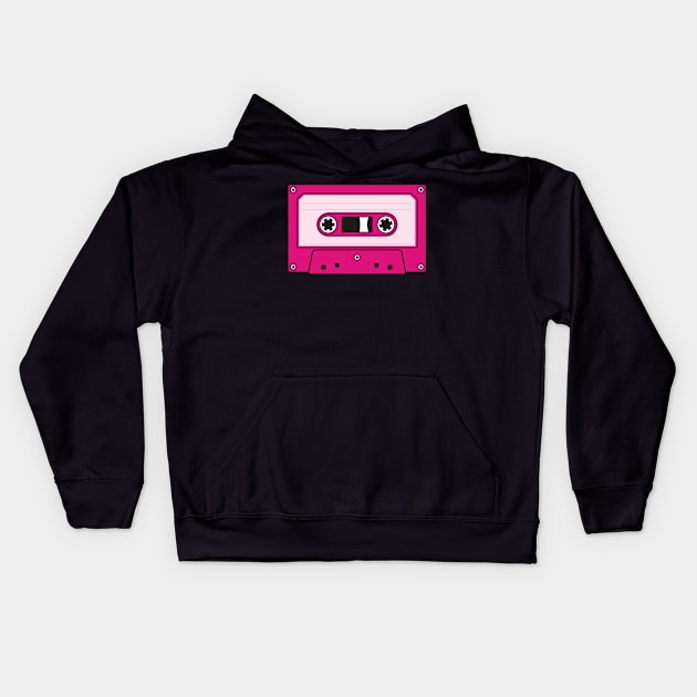 Audio Cassette Magenta Kids Hoodie by sifis